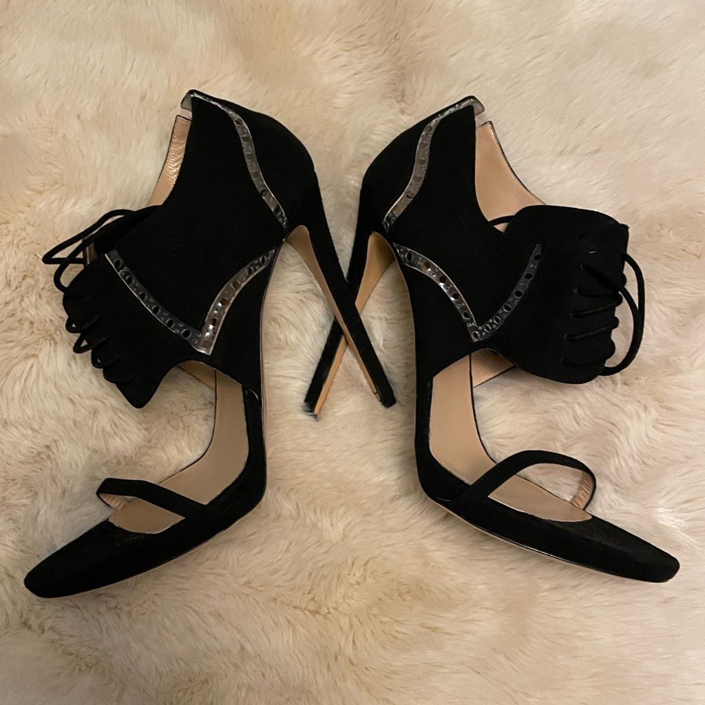 Giorgio Armani Black Suede Lace Up Heels